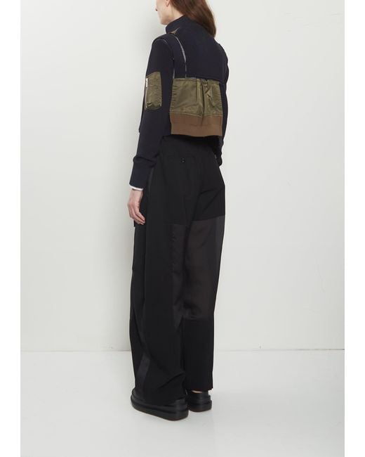 Sacai Black Nylon Twill X Cotton Knit Blouson