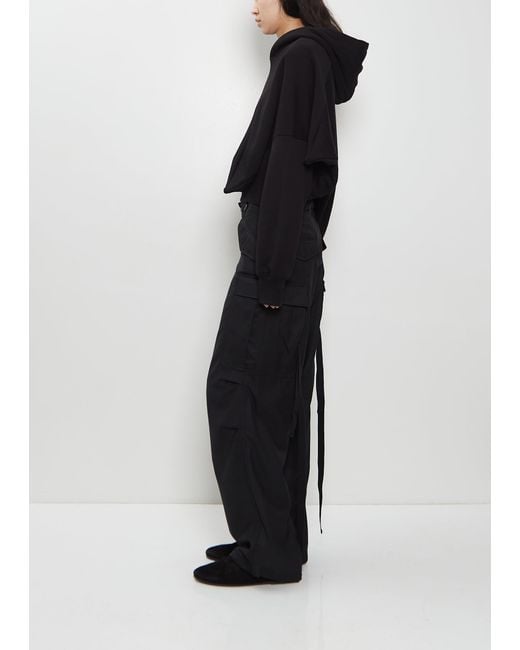 Junya Watanabe Black Cotton French Terry Asymmetrical Hoodie