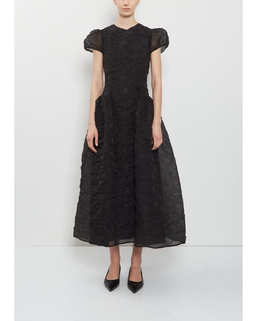 CECILIE BAHNSEN Black Cleopatra Matelassé Dress