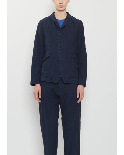 Pas De Calais Blue Linen Cotton Tailored Jacket