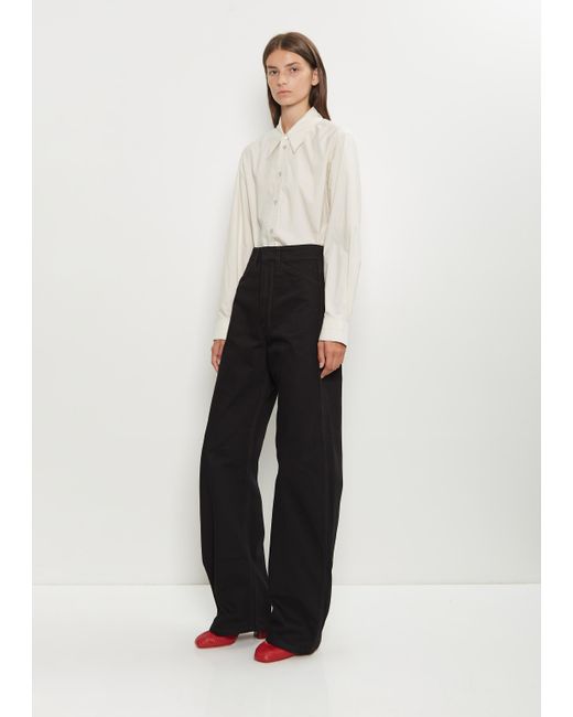 Lemaire White High Waisted Curved Denim Pants