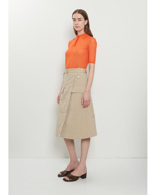 Plan C Multicolor Technical Twill Cargo Midi Skirt