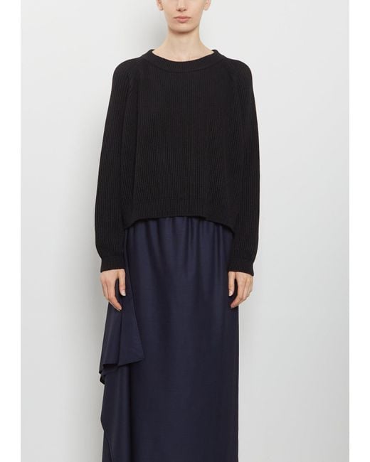 Dusan Black Ribbed Linen Cashmere Silk Sweater