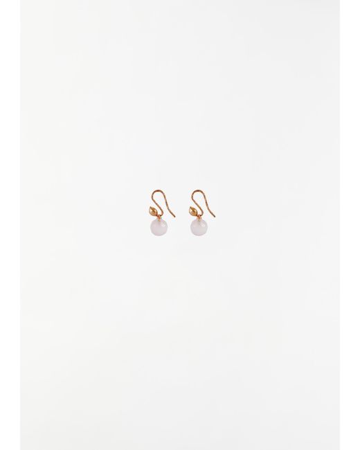 MIRIAM STELLA White Pink Quartz Facetted Sphere Earrings
