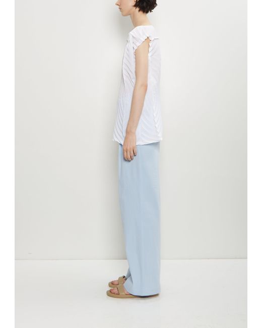 Issey Miyake White Paper Bag Pleats Top