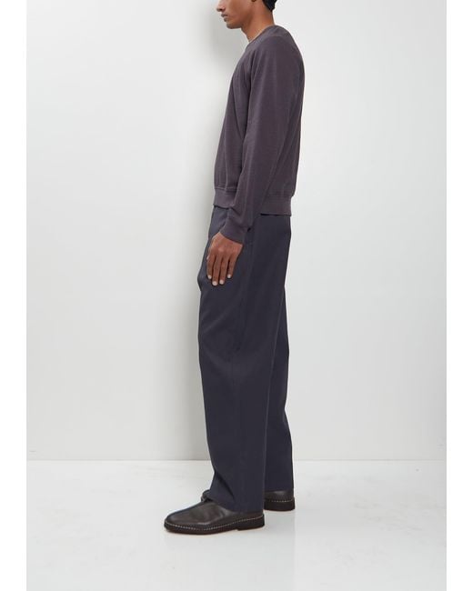 Lemaire Blue Crew Neck Cotton Wool Sweatshirt
