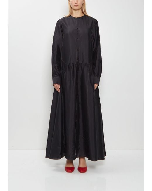 Lemaire Black Button Silk A-line Dress