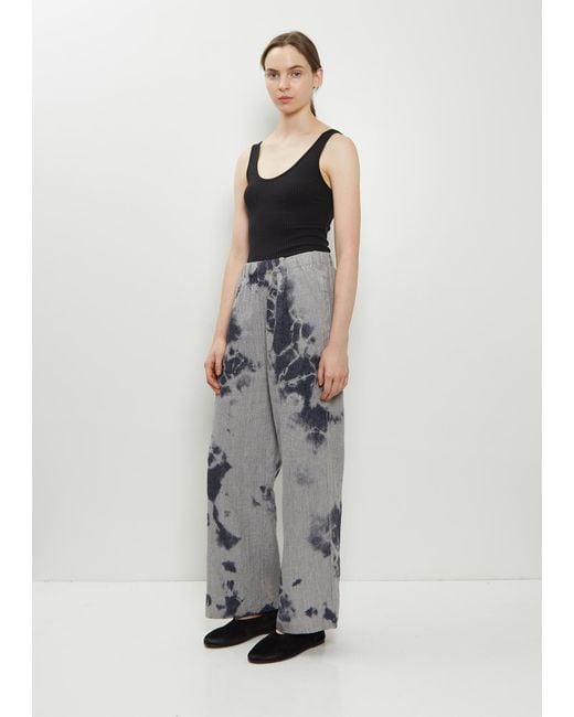 Suzusan Multicolor Linen Wool Drawstring Wide Pants