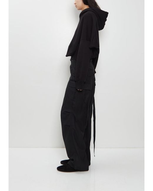 Junya Watanabe Black Cotton French Terry Asymmetrical Hoodie