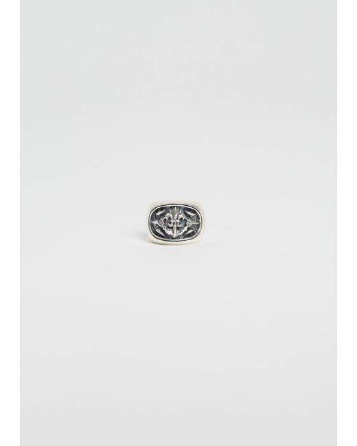Yohji Yamamoto White Lily & Anchor Oval Silver Ring