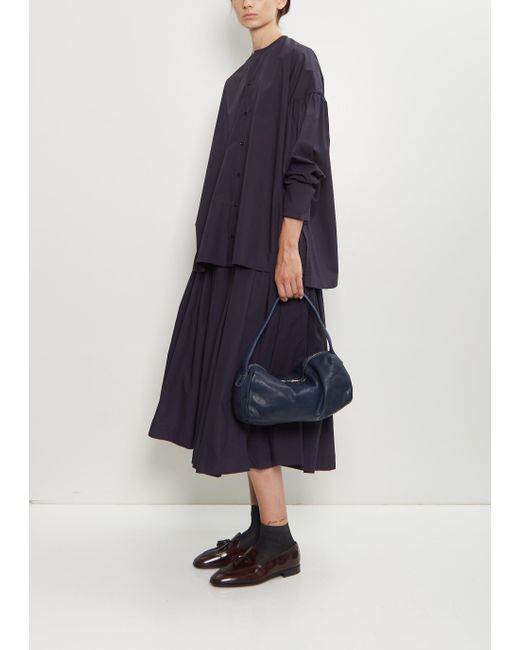 Guidi Blue Leather Handle Bag, Small