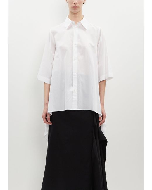 Yohji Yamamoto White Flounce Short Sleeve Blouse