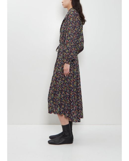 Junya Watanabe Multicolor Georgette Flower Print Layered Wrap Dress