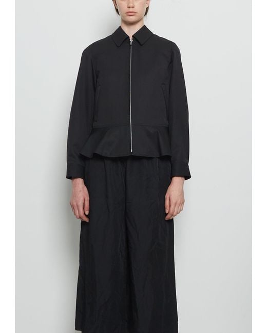 Comme des Garçons Black Wool Tech Peplum Zip Up