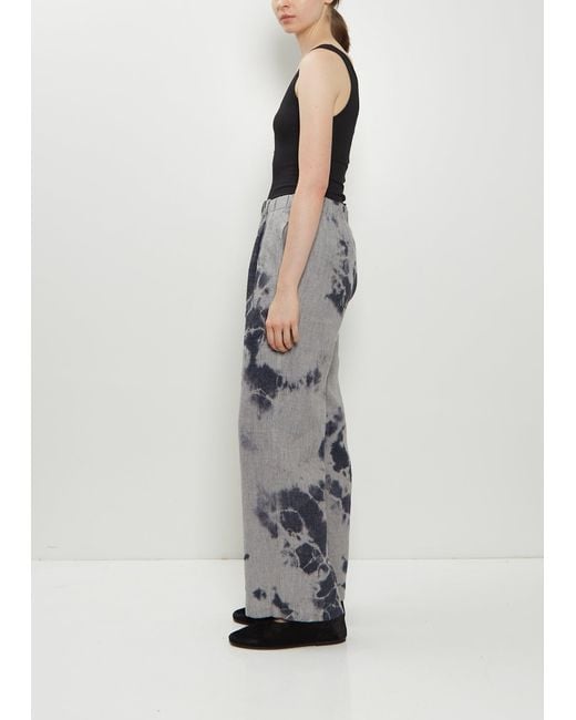 Suzusan Multicolor Linen Wool Drawstring Wide Pants