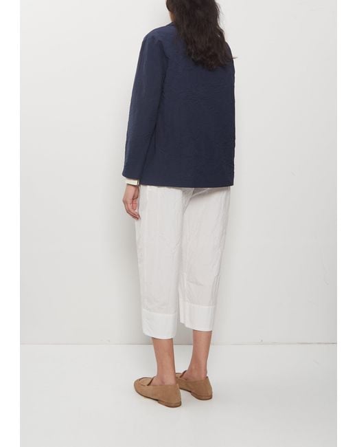 Apuntob Blue Open Front Crinkled Cotton Jacket