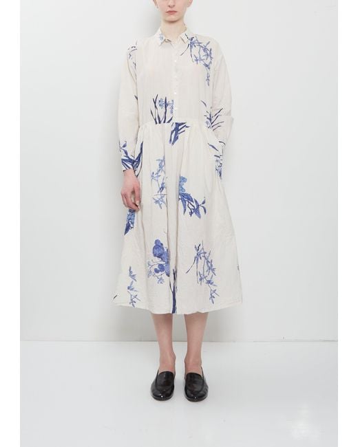 Pas De Calais White Japonism Flower Print Dress