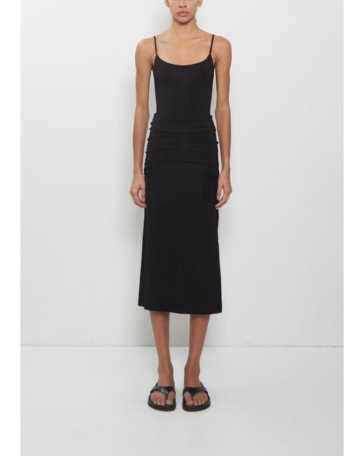 Totême Black Draped Jersey Slip Dress