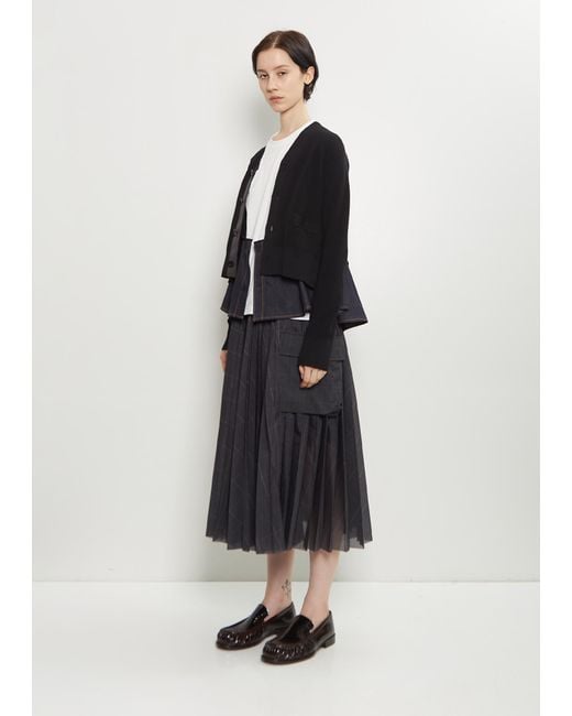Sacai Black Denim X Knit Cardigan