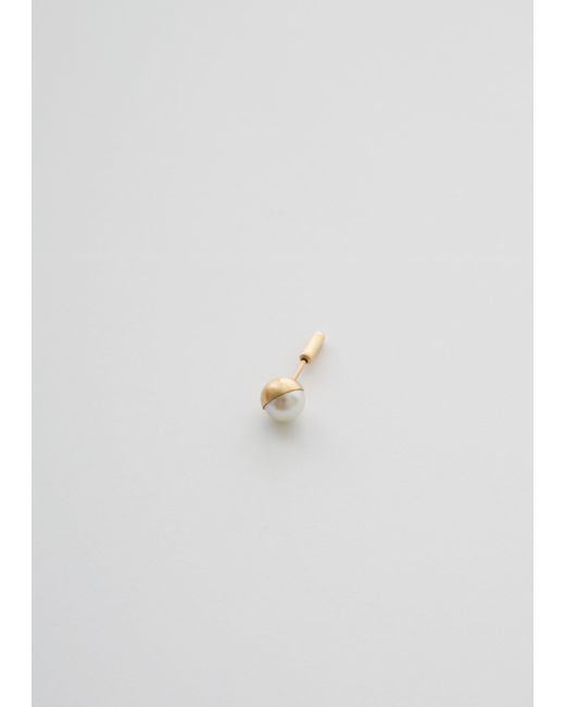 Shihara White Half Akoya Pearl Earring 45°, Single