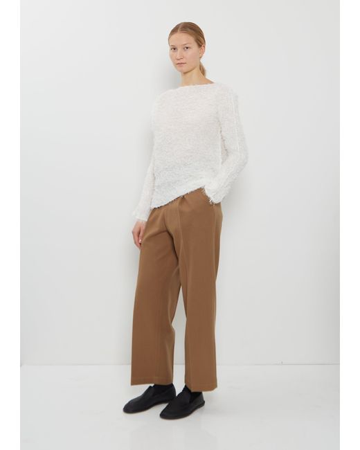 Issey Miyake White Shifted Fuzzy Pleats Sweater