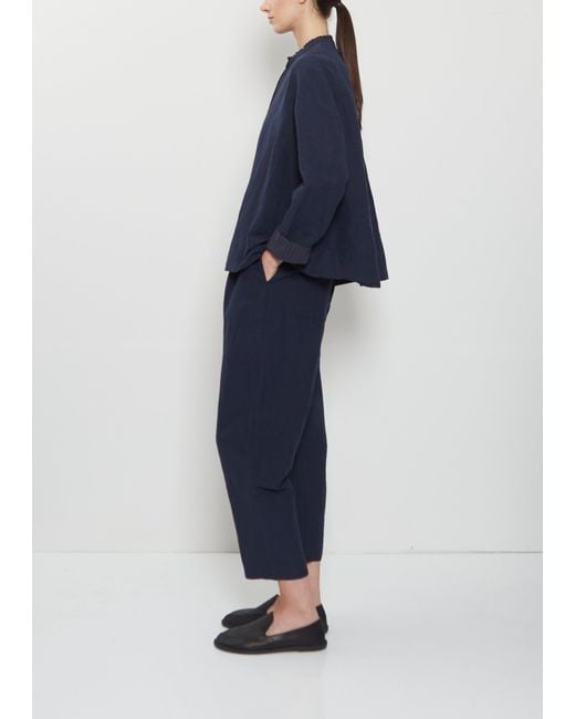 Apuntob Blue Ruche Collar Linen Jacket