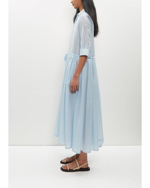 Sara Lanzi Blue Cotton Silk Voile Chemisier Dress