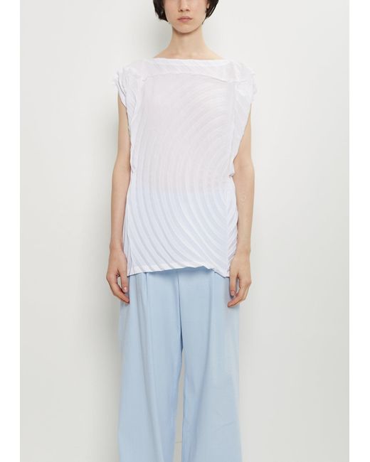 Issey Miyake White Paper Bag Pleats Top