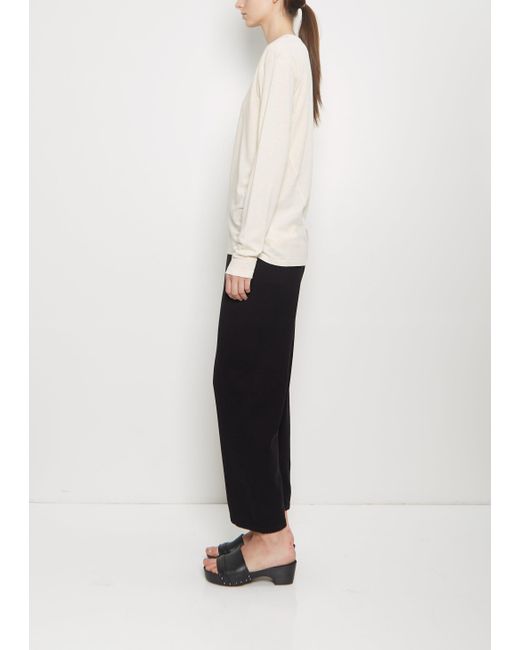 Lauren Manoogian White Cotton Linen Bias Long Sleeve Tee