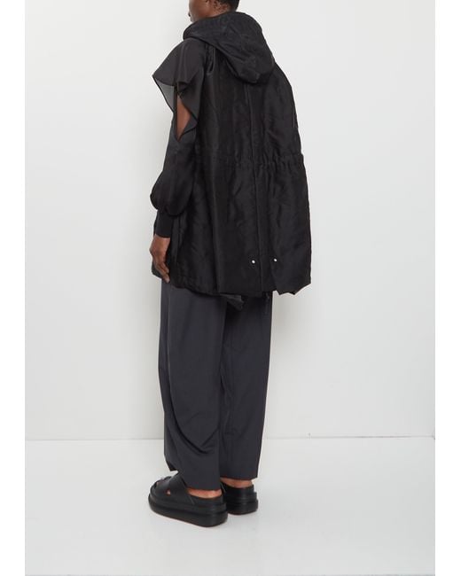 Sacai Black Hooded Quilted Satin Vest