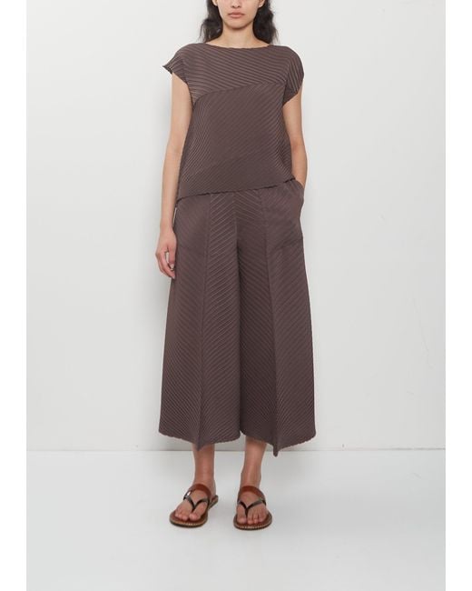 Issey Miyake Brown Plaster Pleats Solid Pants