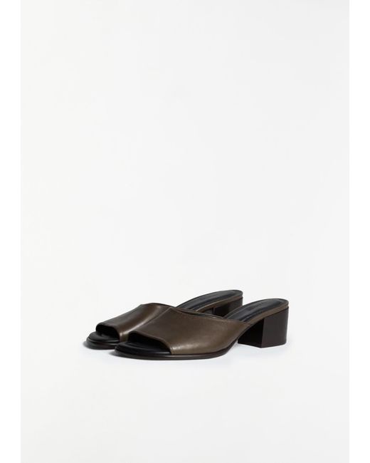 Lemaire White Square Heeled Leather Mules
