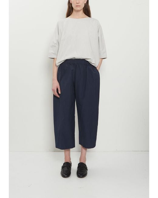 Apuntob Blue Technical Poplin Cropped Wide Pant