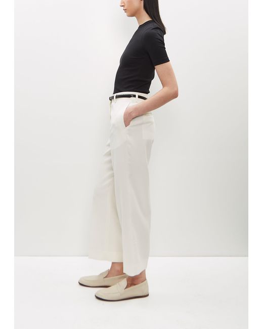 Totême  White Straight Cropped Trousers