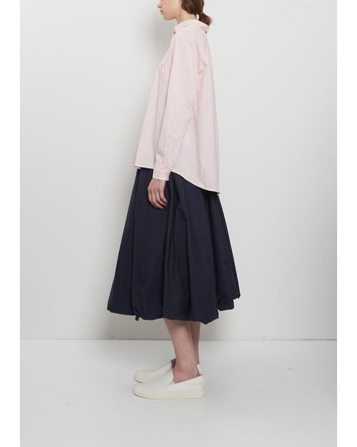 Apuntob White Pinstripe Cotton Silk Mini Collar Shirt