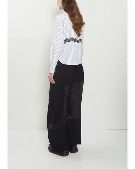 Sacai White Lace Detail Poplin Shirt