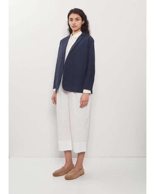 Apuntob Blue Open Front Crinkled Cotton Jacket