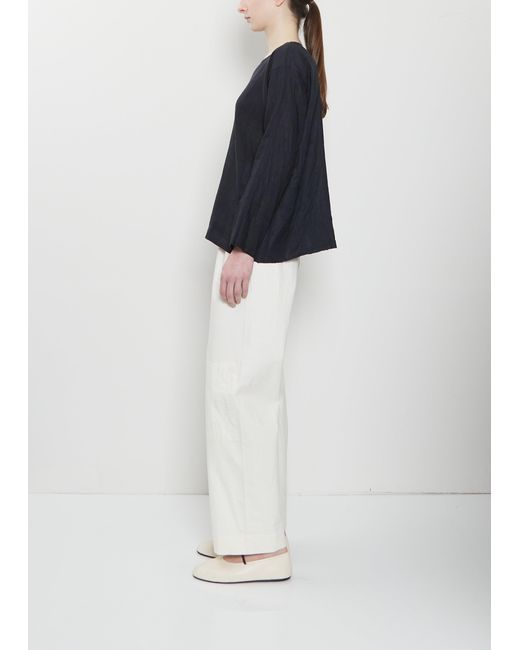 Dosa Black Silk Linen Tunisian Top
