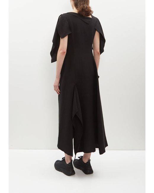Yohji Yamamoto Black Flap Sleeve Cupro-flax Dress