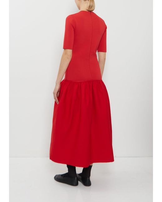 Totême  Red Twinflower Wool Silk Tee Dress