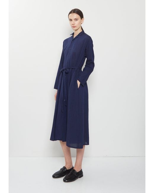 Pas De Calais Blue Organic Cotton Shirt Dress