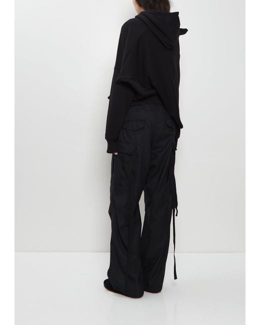 Junya Watanabe Black Cotton French Terry Asymmetrical Hoodie