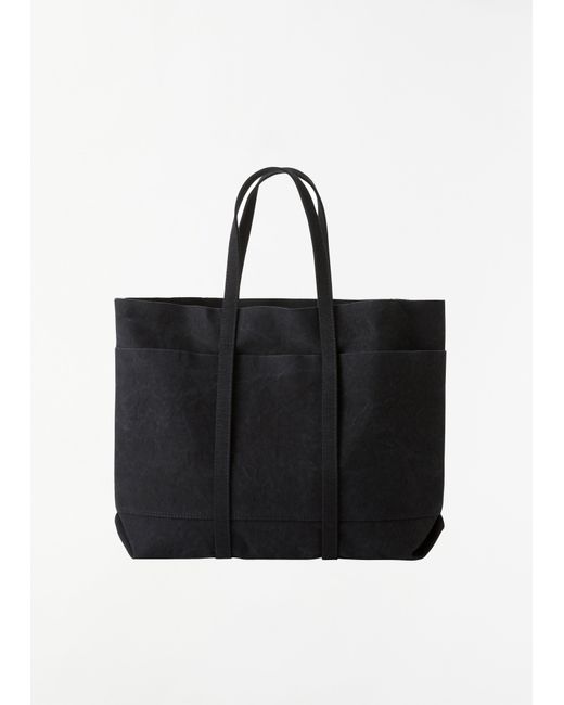 Amiacalva Black Washed Canvas 6-pocket Tote, Medium