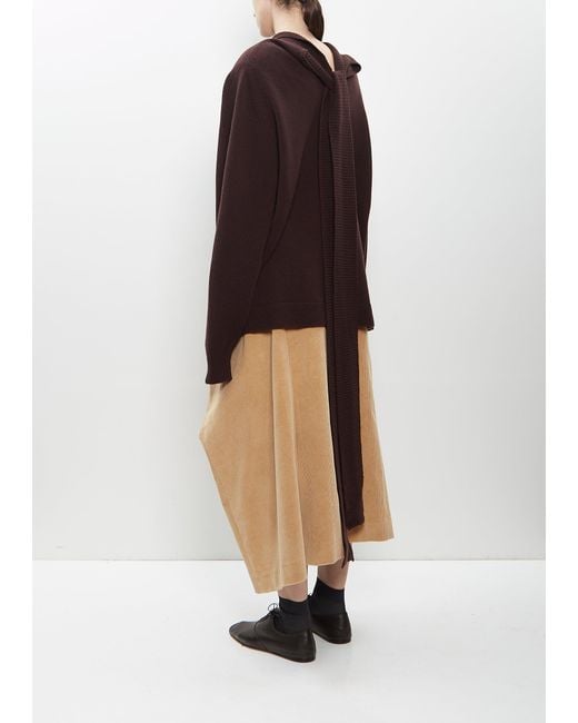 Marie Adam-Leenaerdt White Cotton Corduroy Straight Skirt
