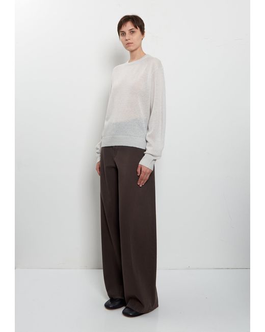 6397 White Sheer Crew Neck Alpaca Sweater