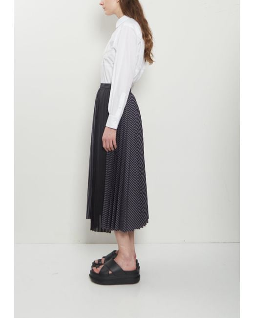 Sacai White Pleated Cotton Poplin Skirt