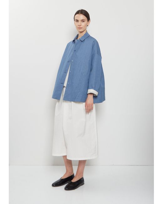 Apuntob Blue Dense Cotton Linen Mac Jacket