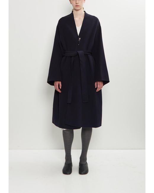Carven Blue Wool Wrap Coat