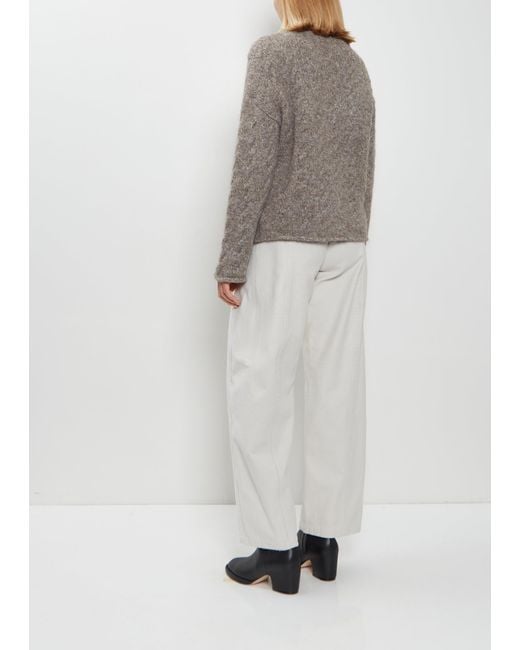 Lauren Manoogian Gray Alpaca Wool Cable Crewneck Sweater