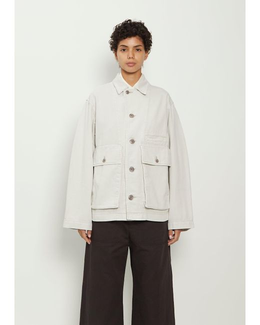 Lemaire Unisex Boxy Cotton Jacket in White | Lyst